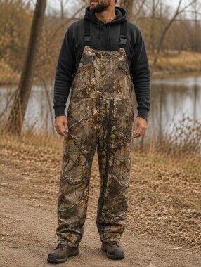 Cabela's Insulated Camouflage Hunting Bib Overalls XXL Realtree Camo Men's